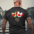 Guyanese Canadian Flags Inside Hearts With Roots Men's T-shirt Back Print Gifts for Old Men