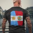Half Argentinian Half Peruvian Flag Heritage Pride Roots Men's T-shirt Back Print Gifts for Old Men