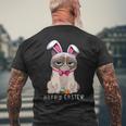 Happy Easter Bunny Pajama Dress Cat Grumpy Rabbit Ears Men's T-shirt Back Print Gifts for Old Men