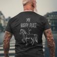 My Happy Place Horse Lover Horseback Riding Equestrian Men's T-shirt Back Print Gifts for Old Men