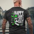 Happy Saint Hat Trick's Day Ice Hockey St Patrick's Men's T-shirt Back Print Gifts for Old Men