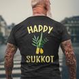 Happy Sukkot The Four Species Lulav Etrog Jewish Israeli Men's T-shirt Back Print Gifts for Old Men