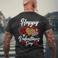 Happy Valentine's Day Hearts With Leopard Plaid Valentine Men's T-shirt Back Print Gifts for Old Men
