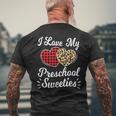 Heart Leopard Buffalo Plaid Valentines Day Preschool Teacher Men's T-shirt Back Print Gifts for Old Men