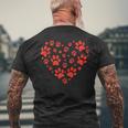 Heart Paw Print Valentines Cute Dog Love Doggie Puppy Lover Men's T-shirt Back Print Gifts for Old Men
