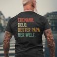 Held Bester Papa Mann Der Welt Held Bester Ehemann T-Shirt mit Rückendruck Geschenke für alte Männer