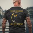 Hello Darkness My Old Friend Solar Eclipse 2024 Cat Lovers Men's T-shirt Back Print Gifts for Old Men