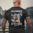 Hello Darkness My Old Friend Solar Eclipse April 08 2024 Cat Men's T-shirt Back Print Gifts for Old Men