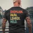 Herren Ehemann Papa Lehrer Held Retro-Jahrgangatertag T-Shirt mit Rückendruck Geschenke für alte Männer