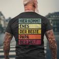 Herren Hier Kommt Enes Der Beste Papa Der Weltatertag Retro T-Shirt mit Rückendruck Geschenke für alte Männer