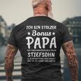 Herren Stiefvater Stiefsohn Bonus Papa T-Shirt mit Rückendruck Geschenke für alte Männer