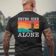 Never Hike Alone Wirehaired Pointing Griffon Graphic Hiking Men's T-shirt Back Print Gifts for Old Men