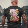 Horse Head Watercolor Equestrian Men's T-shirt Back Print Gifts for Old Men