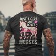 Horse Just A Girl Who Loves Horseback Riding Farm Flower Men's T-shirt Back Print Gifts for Old Men