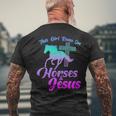 Horse Riding This Girl Runs Horses & Jesus Christian Men's T-shirt Back Print Gifts for Old Men