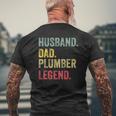 Husband Dad Plumber Legend Vintage Retro Mens Back Print T-shirt Gifts for Old Men