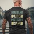 Husband Daddy Protector Hero Father's Day Tee For Dad Wife Mens Back Print T-shirt Gifts for Old Men