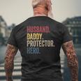 Husband Daddy Protector Hero Fathers Day Vintage Mens Back Print T-shirt Gifts for Old Men