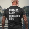 Husband Daddy Protector King Fathers Day Men's T-shirt Back Print Gifts for Old Men