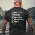 Husband Father Provider Protector Hero Fathers Day Mens Back Print T-shirt Gifts for Old Men