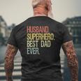Husband Superhero Best Dad Ever Mens Back Print T-shirt Gifts for Old Men