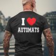 I Love Automats Schwarzes Kurzärmliges Herren-T-Kurzärmliges Herren-T-Shirt, Herz-Motiv Design Geschenke für alte Männer