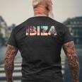 Ibiza Island Beach Retro Palm Tree Vintage Vacation Souvenir Men's T-shirt Back Print Gifts for Old Men