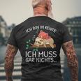 Ich Bin In Rente Ich Muss Gar Nichts Faultier German T-Shirt mit Rückendruck Geschenke für alte Männer