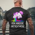Ich Hasse Menschen Kotzendes Einhorn Unicorn Fun T-Shirt mit Rückendruck Geschenke für alte Männer