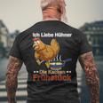 Ich Liebe Hühner Die Kacken Breakfast German Language T-Shirt mit Rückendruck Geschenke für alte Männer