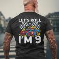 I'm 9 Bday Race Car Party Cute 9Th Birthday Boys Race Car Men's T-shirt Back Print Gifts for Old Men