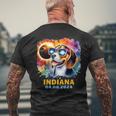 Indiana Total Solar Eclipse 2024 Beagle Dog Colorful Men's T-shirt Back Print Gifts for Old Men