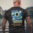 Indianapolis Indiana Total Solar Eclipse 2024 Starry Night Men's T-shirt Back Print Gifts for Old Men