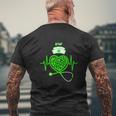 Irish Dnp Shamrock Heart Stethoscope St Pattys Day Proud Nursing Job Title Mens Back Print T-shirt Gifts for Old Men