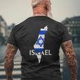 Israel Country Map Flag Proud Israeli Patriotic Men's T-shirt Back Print Gifts for Old Men