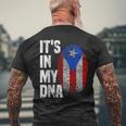 It's In My Dna Puerto Rico Flag Puerto Rican Fingerprint Men's T-shirt Back Print Gifts for Old Men