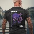 Japanese Cherry Blossom Vaporwave Aesthetic Retro Graphic Men's T-shirt Back Print Gifts for Old Men
