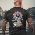 Japanese Monster Kaiju Eating Ramen Men's T-shirt Back Print Gifts for Old Men Japanese Monster Kaiju Eating Ramen Men's T-shirt Back Print Gifts for Old Men