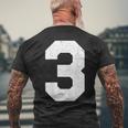 Jersey Number 3 Athletic Style Men's T-shirt Back Print Gifts for Old Men