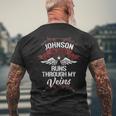 Johnson Blood Runs Through My Veins Last Name Family Men's T-shirt Back Print Gifts for Old Men