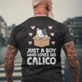 Just A Boy Who Loves His Calico Cat Men's T-shirt Back Print Gifts for Old Men