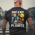 Just A Boy Who Loves Planets Astrology Space Solar Systems Men's T-shirt Back Print Gifts for Old Men