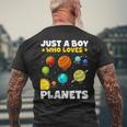 Just A Boy Who Loves Planets Solar System Space Science Men's T-shirt Back Print Gifts for Old Men
