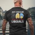 Just A Regular Dad Trying Not To Raise Liberals Mens Back Print T-shirt Gifts for Old Men