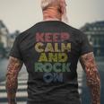 Keep Calm And Rock On Retro 70S Vintage Distressed Look Men's T-shirt Back Print Gifts for Old Men