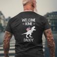 Kids Welcome Home Daddy Dinosaurrex American Flag Mens Back Print T-shirt Gifts for Old Men