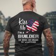 Kiss Me I Am A Builder Irish Shamrock St Patricks Day 2021 Saying Job Title Mens Back Print T-shirt Gifts for Old Men