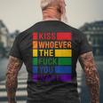 Kiss Who Ever The Fuck You Want Lgbt Gay Rights Trans Pride Men's T-shirt Back Print Gifts for Old Men