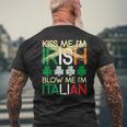Kiss Me I'm Irish Blow Me I'm Italian St Patrick's Day Men's T-shirt Back Print Gifts for Old Men