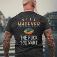 Kiss Whoever The F Fuck You Want Gay Lesbian Lgbt Men's T-shirt Back Print Gifts for Old Men